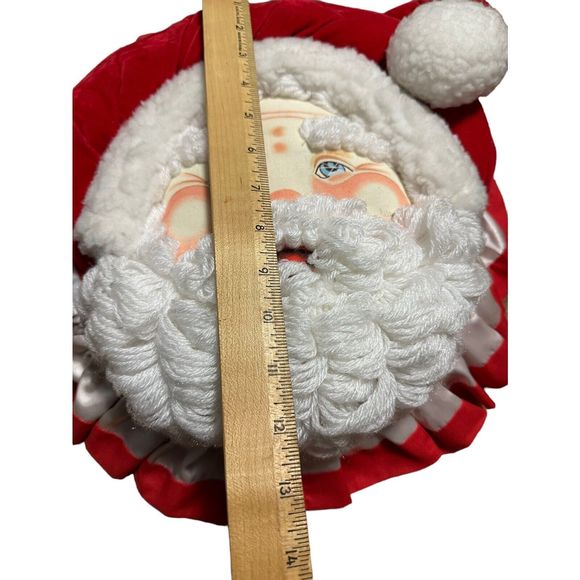 Hand Painted By Lilly Santa Face Holiday Pillow Christmas Decor Vintage 13” HTF - Picture 11 of 16